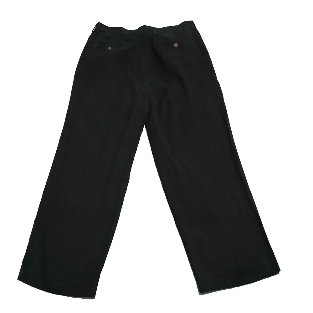 Tommy Bahama Relax 100% Silk Men's 34x28 Black Pleated Chino Pants Preppy Casual